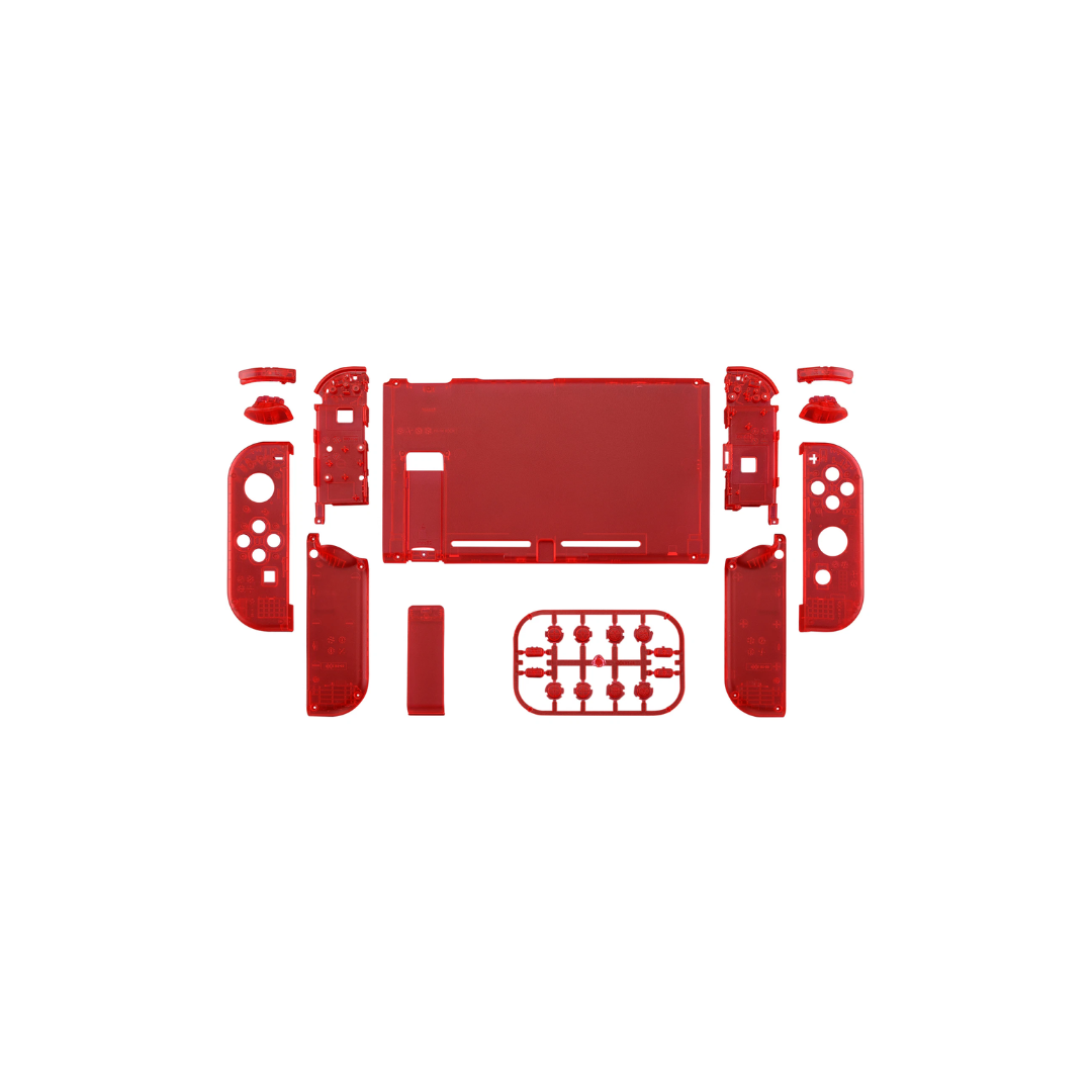 Carcasa Nintendo Switch v2-v1 Rojo transparente eXtremeRate