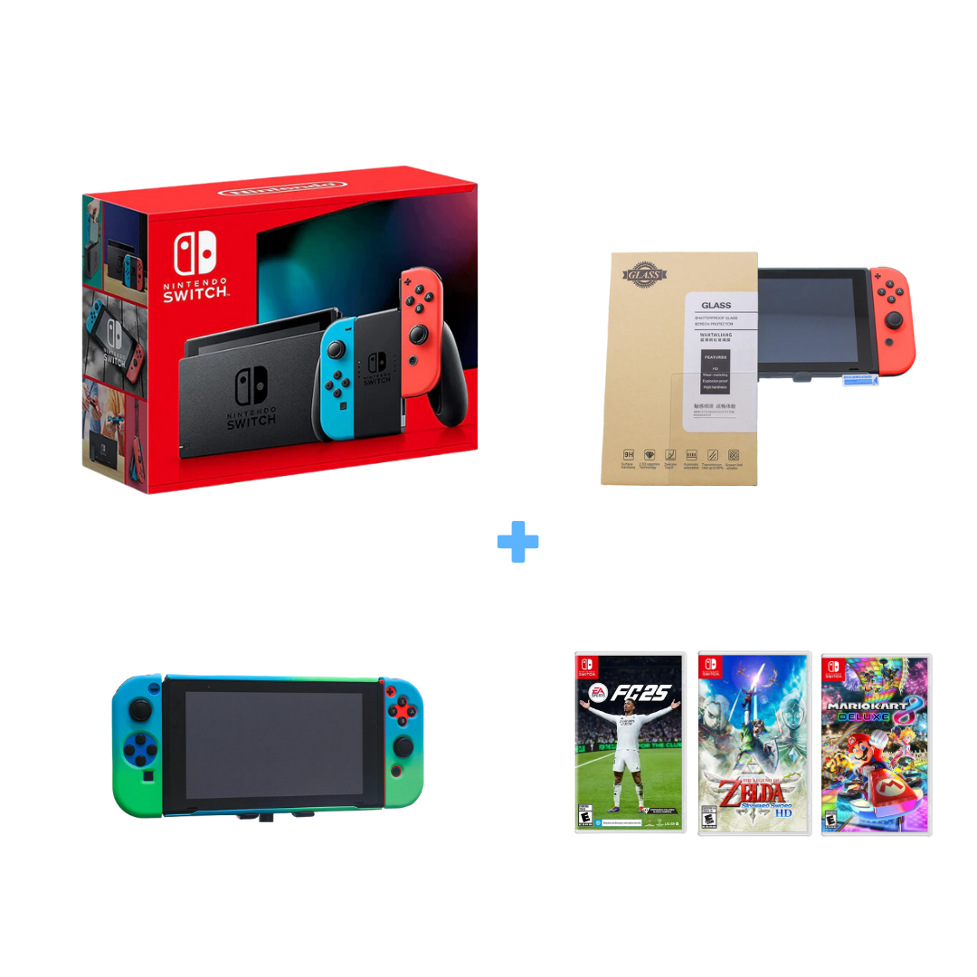 Nintendo Switch Neon + Juego a elección + Protector de pantalla + Cover