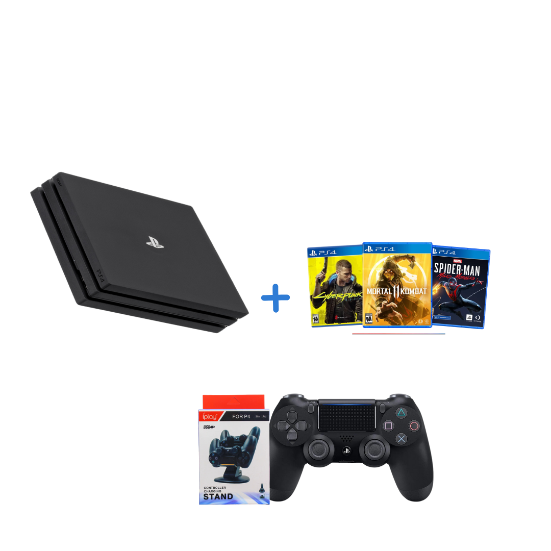 PlayStation 4 Pro 1TB + Juego a elección + Control + Maletín + Base de carga para controles