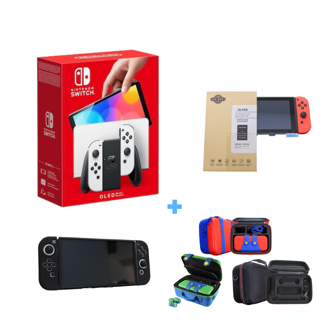 Nintendo Switch Oled (Neon-Blanco) + Maletín + Protector de pantalla + Cover