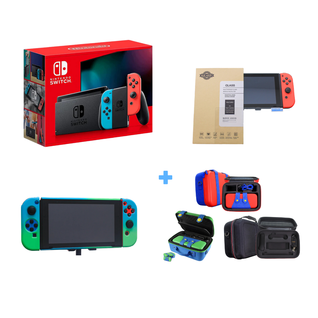 Nintendo Switch Neon + Maletín + Protector de pantalla + Cover