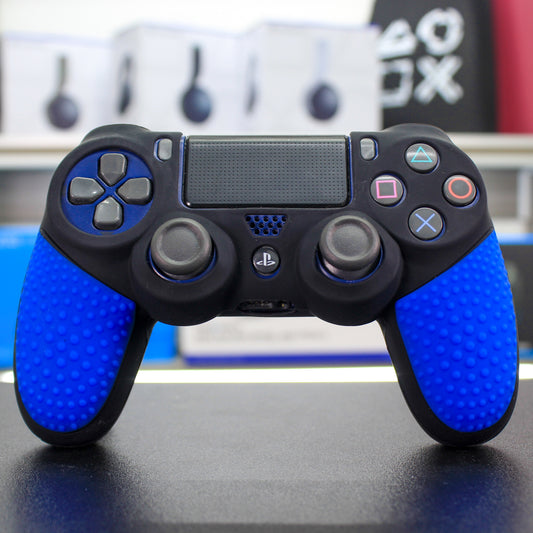 Cover de silicón negro con azul para mando de PS4