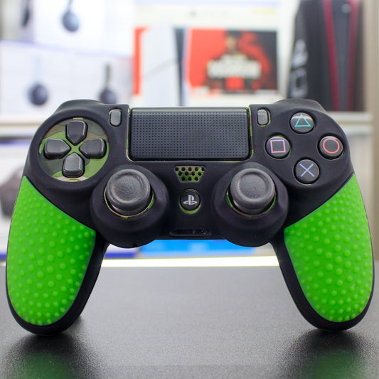 Cover de silicón negro con verde para mando de PS4