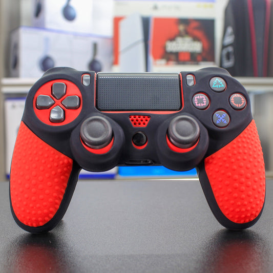 Cover de silicón negro con rojo para mando de PS4