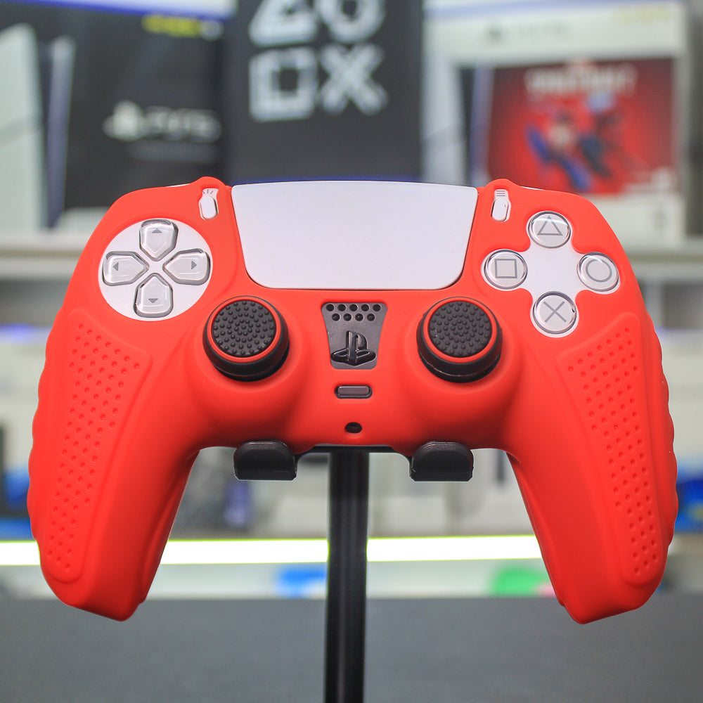 Cover de silicón y protector de cap rojo para mando de PS5