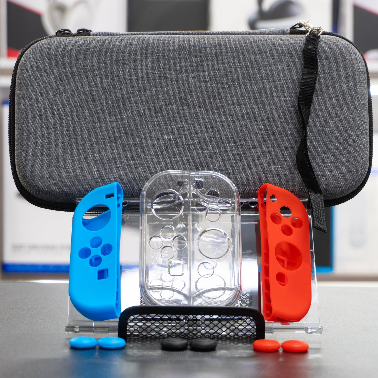 Kit de Accesorios 10 en 1 para Nintendo Switch Neon Gris