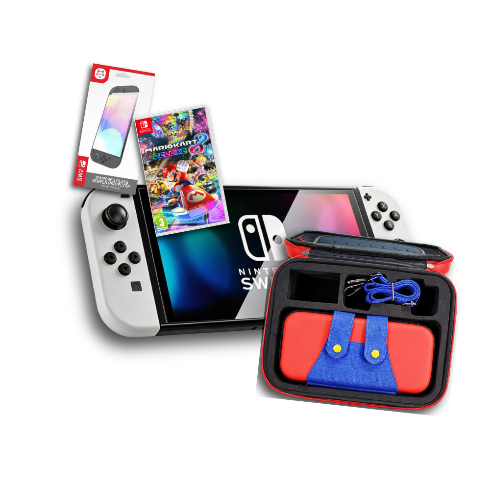 COMBO 4 - Nintendo Switch OLED USADA + Kit de protección + Maletín de viaje