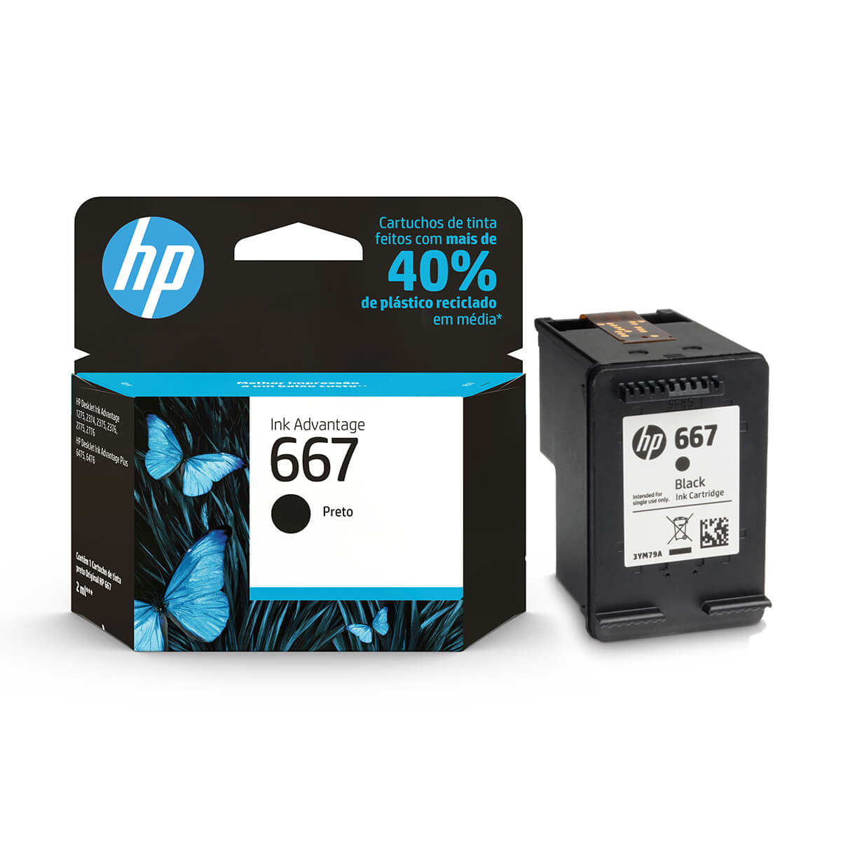 Cartucho HP 667 Tinta negra